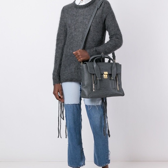 3.1 Phillip Lim Handbags - 3.1 Phillip Large Grey Leather Silver Pashli Tote